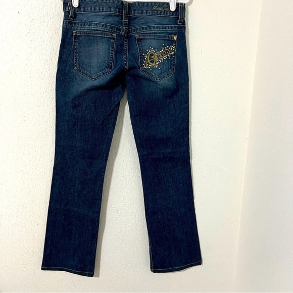Guess Vintage Daredevil Bootcut Jeans Size 27 Gold Rhinestones Embroidered EUC - Picture 3 of 8